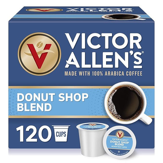 Victor Allen's Coffee Donut Shop Blend, Medium Roast, 120 Count, Single Serve Coffee Pods for Keurig K-Cup Brewers