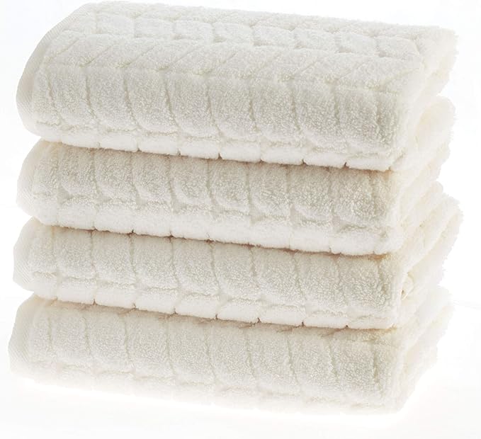 Turkish Cotton Ultra-Soft Plush Absorbent Quick Dry Bathroom Towel Set, Made in Turkey (Cream, 4 Pcs Hand Towel Set)