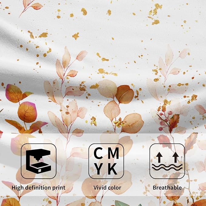 Imiss Orange Eucalyptus Hand Towel - Watercolor Autumn Plant Leaves Dish Towels Soft Absorbent Tea Towels Multipurpose for Gym,Spa,Hotel Decor，2Pcs