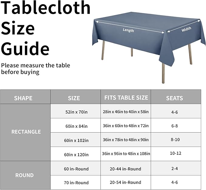 Easy-Going Faux Linen Waterproof Spill-Proof Tablecloth Stain Resistant Rectangle Table Cloth Wrinkle Free Decorative Fabric for Kitchen, Dining, Party, Weddings, Restaurants (60x84 in, Denim Blue)