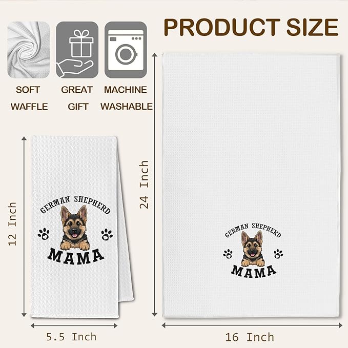 German Shepherd Kitchen Towels, Dog Mama GSD Gifts for Women & Dogs Moms, German Shepherd Dog Lover Gifts Decorative Hand Towels for Bathroom, 16x24 Inch