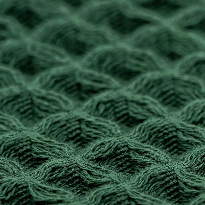 100% Organic Cotton Hair Drying Waffle Towel Wrap for Women | Absorbent & Quick Dry Head Turban for Wet Hair in Shower Sauna Spa, Extra Large for Long Straight Curly Plopping Button (Green, 2 PACK)