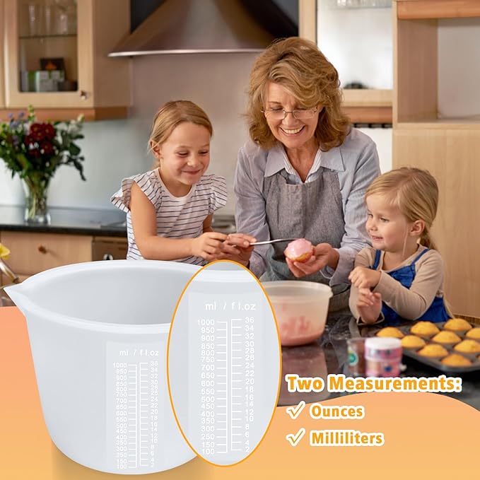 Palksky Silicone Cups for Melting Chocolate, 2PCS Chocolate Melter Set (600ml & 1000ml), Chocolate Melting Pot for Dipping & Melting Chocolate, Reusable Baking Supplies for DIY Chocolate Molds