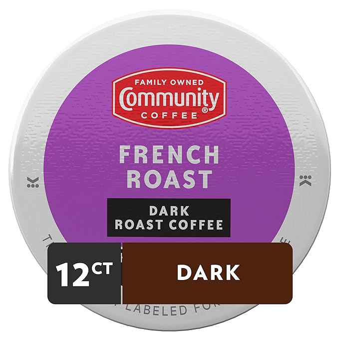 Community Coffee French Roast 12 Count Coffee Pods, Extra Dark Roast, Compatible with Keurig 2.0 K-cup Brewers, 12 Count (Pack of 1)