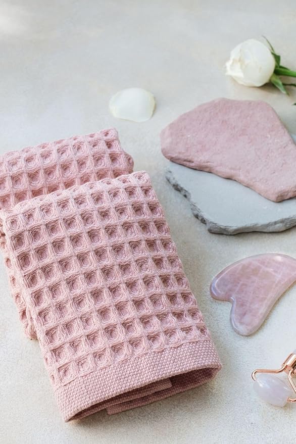 sea me at home Waffle Bath Sheet Set, 100% Turkish Cotton, Includes 1 Bath Sheet, 1 Hand Towel, 2 Face Towels