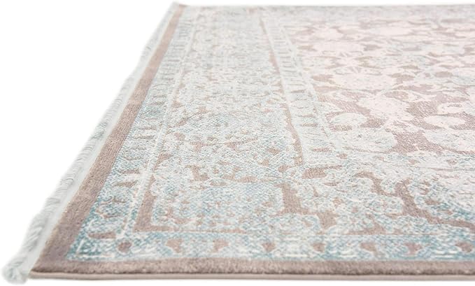 Unique Loom Traditional Classic Intricate Design with Distressed Vintage Detail, Area Rug, Square 8' 0" x 8' 0", Blue/Gray