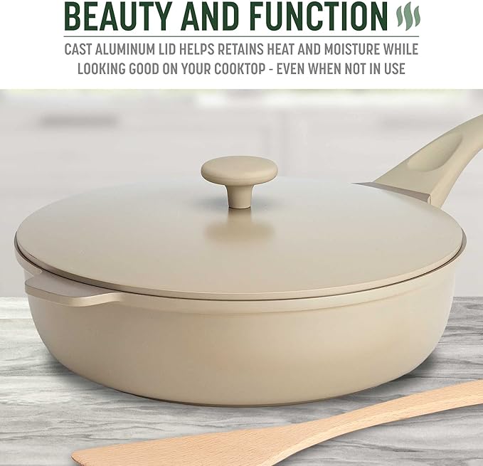 Goodful All-in-One Pan, Multilayer Nonstick, High-Performance Cast Construction, Multipurpose Design Replaces Multiple Pots and Pans, Dishwasher Safe Cookware, 11-Inch, 4.4-Quart Capacity, Linen