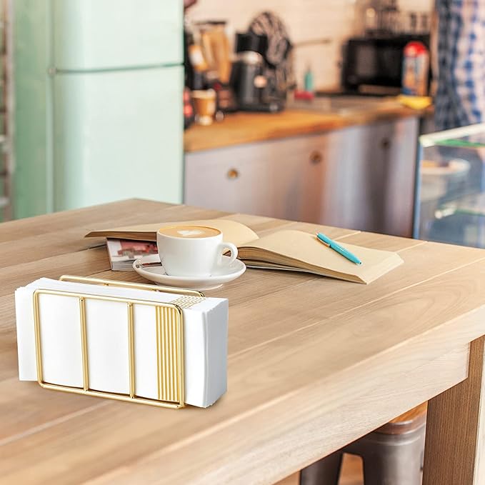 LITOPAK 200 Pack Paper Hand Towels for Bathroom, Striped Gold Paper Napkins Disposable, and Guest Towels Disposable for Bathrooms, Party, Wedding or Events