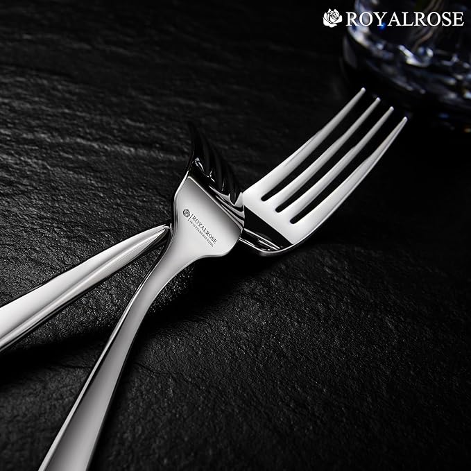 Royalrose Alexander Fine Forks, Set of 4, 18/10 Stainless Steel, Well Made, Dishwasher Safe, Heavy Duty Fork (8.1" Dinner Fork)