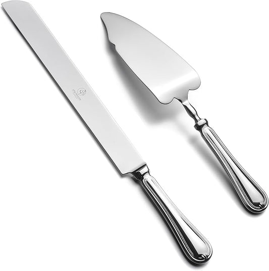 2 Piece Wedding Cake Server Set,18/10 Stainless Steel Dessert Set Pie Server Cake Cutter Knife for Birthday,Anniversary,Holiday,Baby Shower,Party