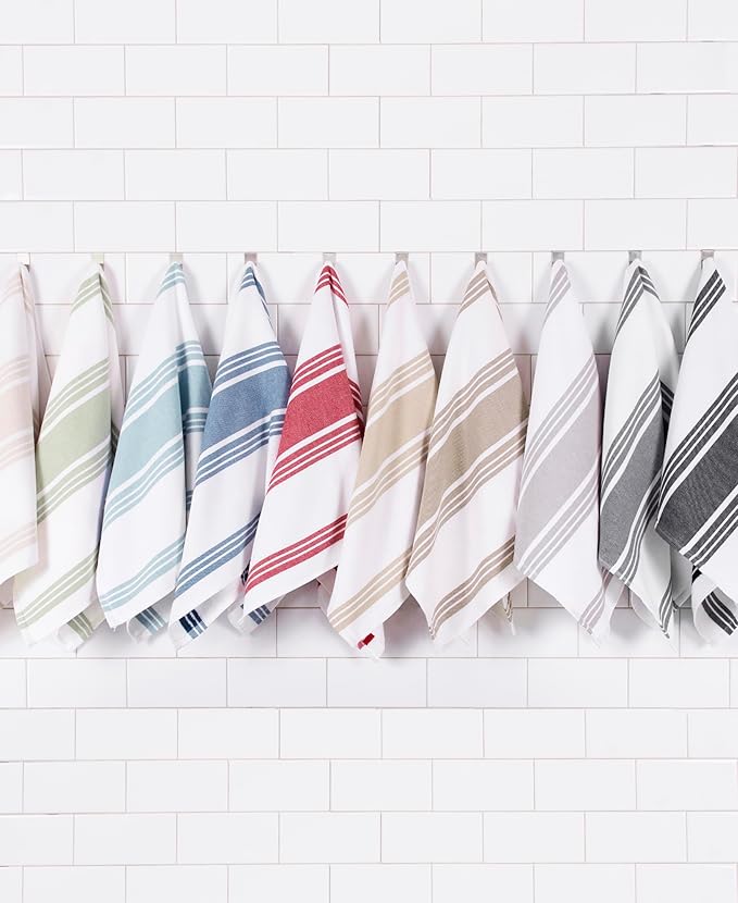 All-Clad Dual-Purpose Kitchen Towels: Highly Absorbent - 100% Cotton, 17"x30" Dish Towels for Cleaning & Drying Dishes & Glassware, 3-Pack, Almond