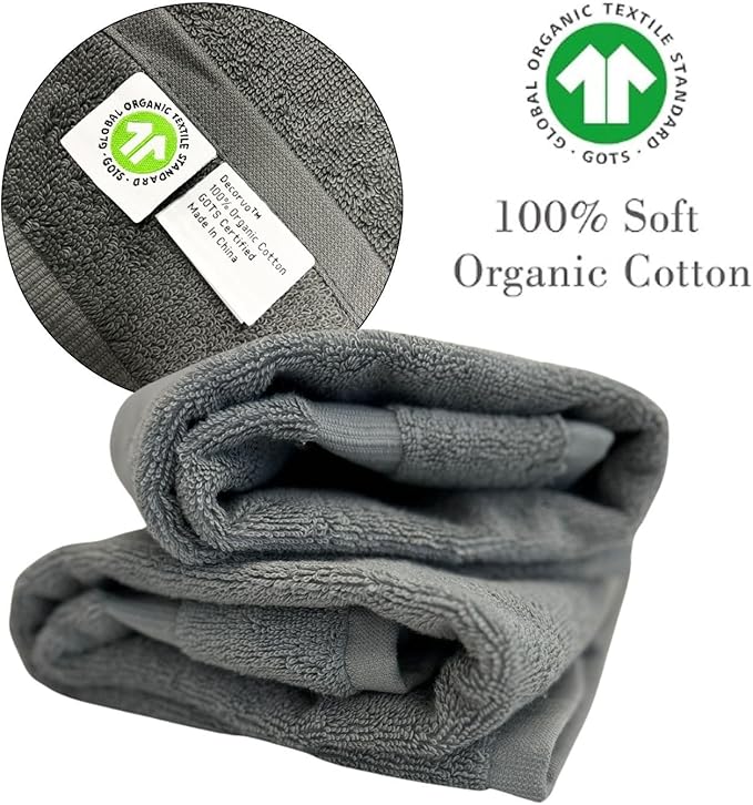 Gray Initial Hand Towel for Bathroom - Monogrammed Luxury Hotel Quality Decorative Embroidered Towel for Powder Room, Spa - GOTS Organic Certified - Set of 2 Silver Letter B