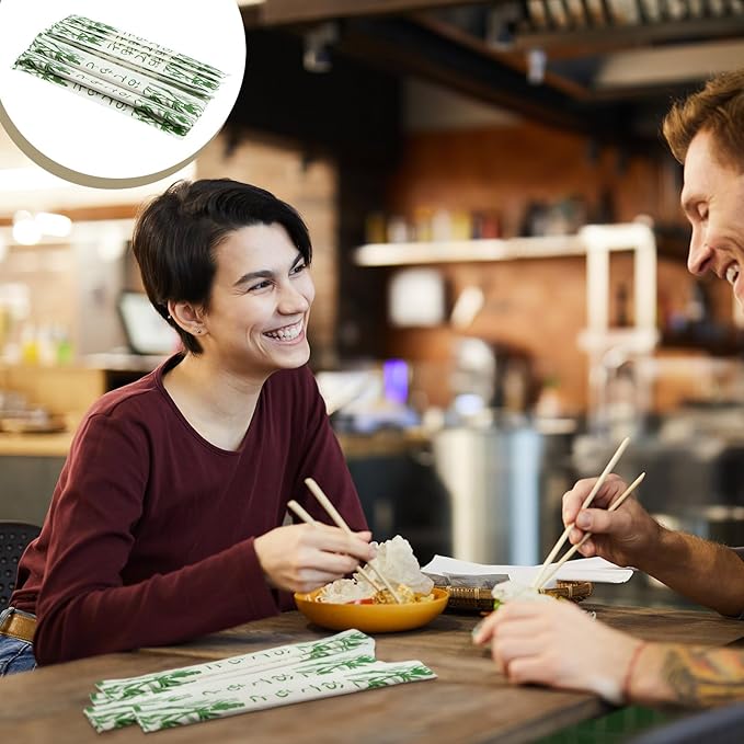 Sabary 200 Pairs Bamboo Chopsticks Disposable Sleeved and Separated Chop Sticks Quality Chopsticks Disposable UV Treated (Bamboo)