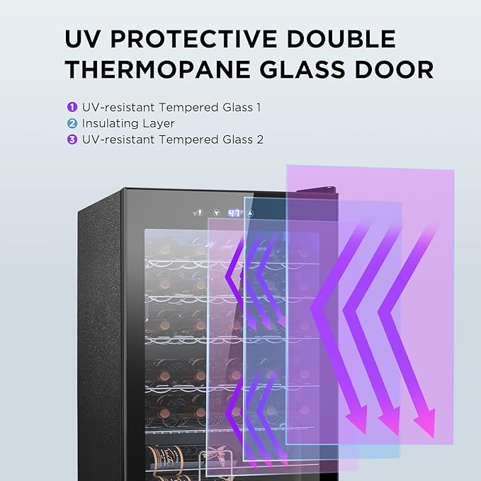 Wine Cooler Refrigerator 4.4Cu.ft, 37 Bottle Freestanding Cabinet Wine Cellars, Wine Fridge with Glass Door for Home Use, Protecting Your Reds and Whites