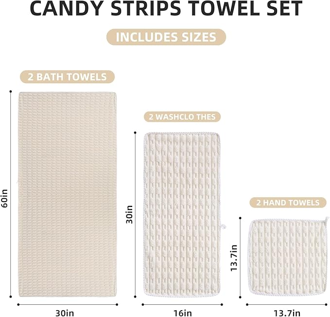 30X60 Inches Extra Large Bath Towels Sets of 6 for Bathroom Super Soft Quick Dry 2 Bath Towels 2 Hand Towels 2 Washcloth Towels Microfiber Shower (White, 6 Piece)
