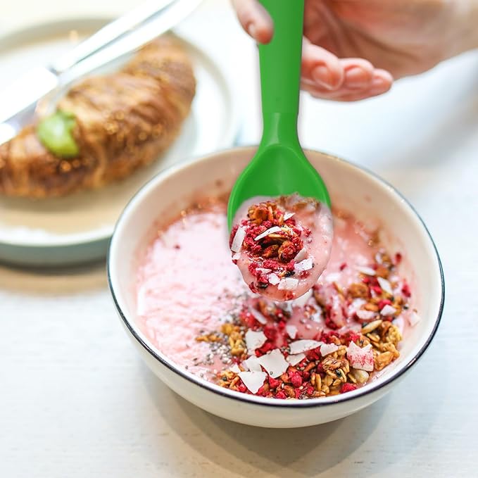 12 Pcs Kids Spoons and Forks Toddler Utensils Plastics Reusable Silverware Baby Cutlery Set Feeding Dinnerware Utensils BPA Free Microwave Dishwasher and Freezer Safe- Green