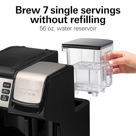 Hamilton Beach FlexBrew Trio 2-Way Coffee Maker, Compatible with K-Cup Pods or Grounds, Single Serve & Full 12c Pot, Permanent Gold Filter, Fast Brewing, Black & Silver