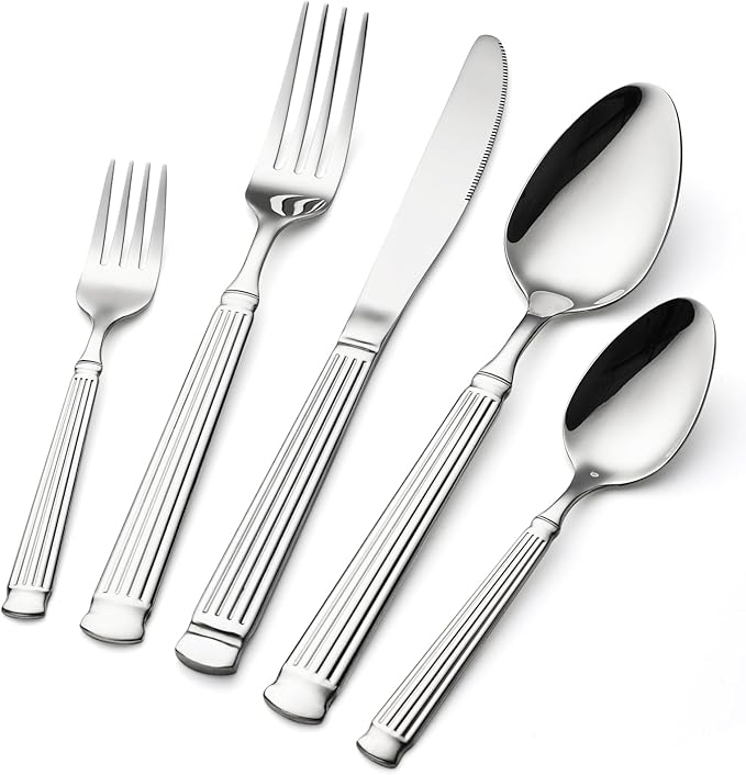 40-Piece Silverware Set Stainless Steel Flatware Set for 8,Include Knives Forks and Spoons Cutlery Set for Home Kitchen Housewarming