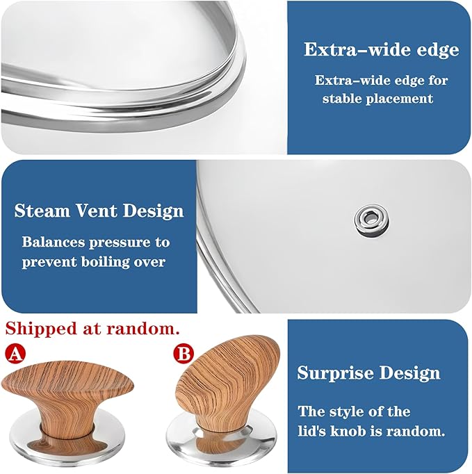 6 Inch Universal Pan Lid, Tempered Glass Lid for Frying Pan, 6,8,9.5,10.5,11,12,12.5 Inch Universal Lids for Pots, Pans and Skillets