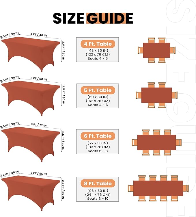 Utopia Kitchen 6FT Spandex Tablecloth [1 Pack, Light Coffee] 200 GSM Stretch, Fitted, Washable and Wrinkle Resistant Table Cloth Rectangle Cover for Trade Shows, Wedding, Parties [72Lx30Wx30H Inch]