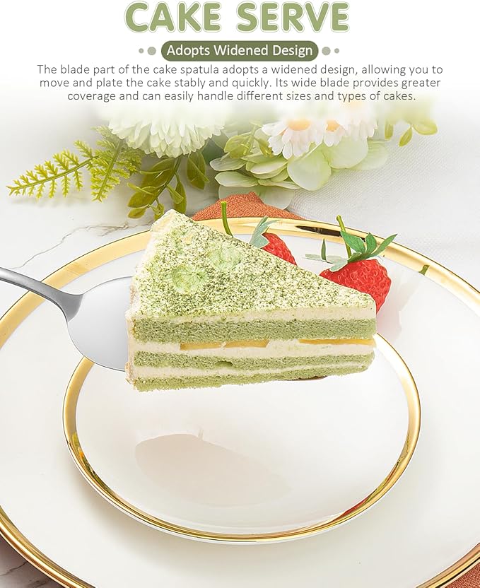 2-Piece Premium Cake Cutting Set, Exquisite Knife and Server with Serrated Design, Includes Cake Knife and Pie Spatula for Pastry, Pizza and Desserts (Silver)