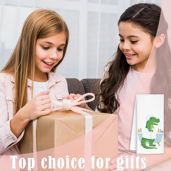 Dinosaur Bathroom Hand Towels Set of 2, Boys Kids Bathroom Decor,Funny Dinosaur Gifts for Boys Decorative Hand Towels for Kids Bath Room Toilet Washroom, 16x24 Inch