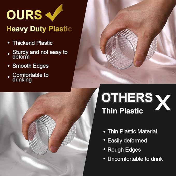 40 Pack Plastic Ribbed Wine Glasses, 14Oz Origami Disposable Wine Glasses Unbreakable Clear Plastic Cocktail Glasses Recyclable Shatterproof Reusable Wine Cups (14oz 40pack)