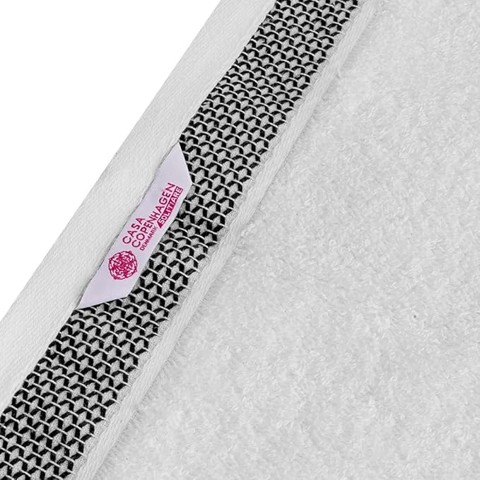 CASA COPENHAGEN® Solitaire Mix 6 Pieces Towel Set- White + Pine Grey, 600 GSM 2Bath Towel 2Hand Towel 2Washcloth, Designed in Denmark Made of Soft Egyptian Cotton for Bathroom, Kitchen & Shower