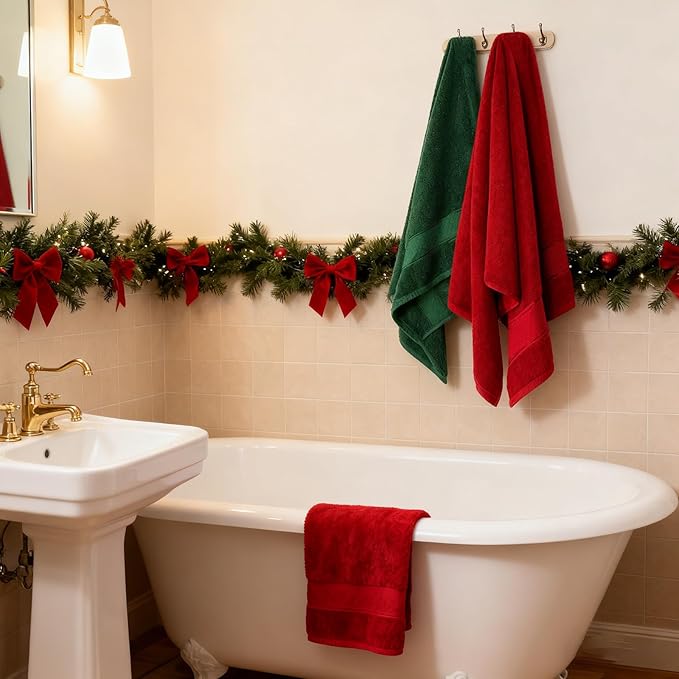 COZYART Red Bath Towel Set 6 Piece, Luxury 100% Turkish Cotton 650GSM Hotel Quality, Soft, Absorbent,Towel Sets for Bathroom | 2 Bath Towels 2 Hand Towels 2 Washcloths