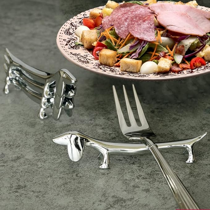4 Pieces Chopsticks Holder Rest Pillow Zinc Alloy Chopstick Rack Stand for Spoon Fork Knife Tableware Brush Home Kitchen Table Decoration (Dachshund)