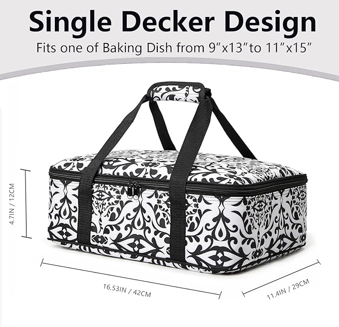 Insulated Casserole Carrier Bag - Portable Thermal Food Delivery Bag for 9x13/11x15 Inch Pan - Keep Meals Hot/Cold 4+ Hours for Catering, Festival Potlucks, Picnics, Family Gathings or Outdoor Events