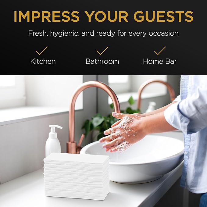 Dinner Napkins Elegant Guest Towels Disposable Bathroom With a Linen Feel for Fine Dining, Bathroom, and Washing Station, Bulk Value (200 Count) | by Inspire