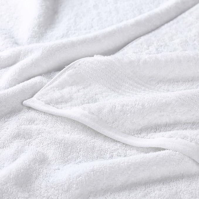 Superior Egyptian Cotton Bath Towel Set, Home Bathroom Towels, Master, Guest Bath, Decor Essentials, Quick Dry, Absorbent, Large Body Towels, Spa, Hotel, Resort, Adult, Kids, Set of 2, White