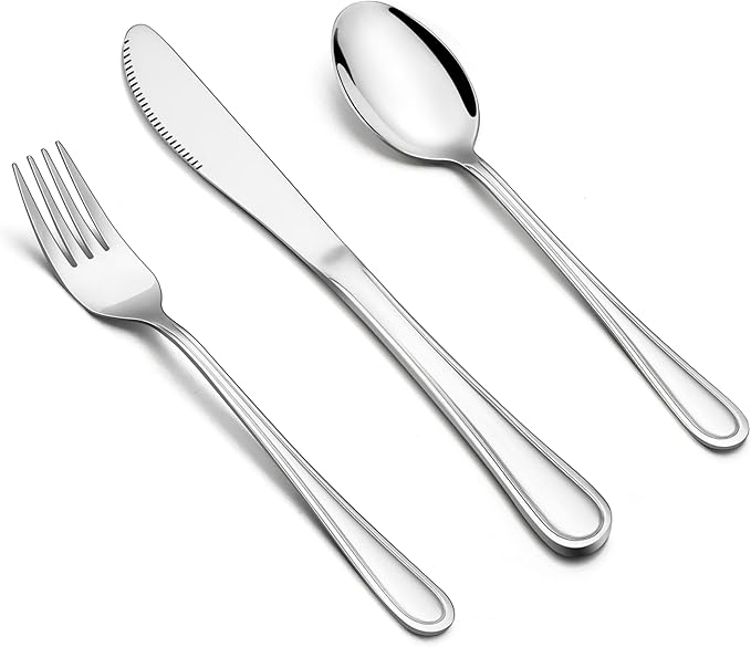 E-far 6-Piece Kids Silverware, Stainless Steel Toddler Utensils Safe for Preschooler/Children, Includes 2 Kids Forks 2 Spoons 2 Knife, Slimline Adult Look & Small Size, Rust Free & Dishwasher Safe