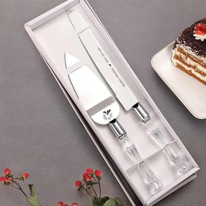 AW BRIDAL Cake Cutting Set for Wedding Stainless Steel Wedding Cake Knife Pie Server Pizza Cutter Gifts for Wedding, Engagement, Birthday, Anniversary