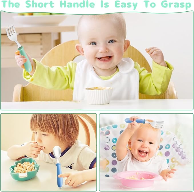 12PCS Toddler Forks Toddler Utensils,Stainless Steel Baby Forks,Kids Silverware Children's Cutlery Set for Self Feeding,BPA Free Kids Flatware Metal Forks for Boys Girls Safe Dining(Mixcolor 12 Forks)