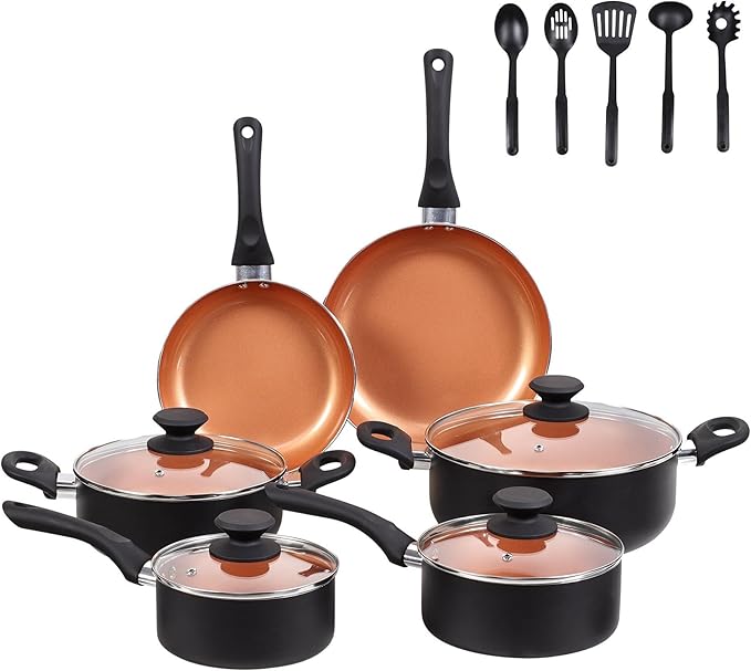 Ceramic Pots and Pans Set, 15PCS Nonstick Set Ceramic Cookware Set, Nonstick Pan Pots and Pans Set Non Stick Cookware set (With-Induction)