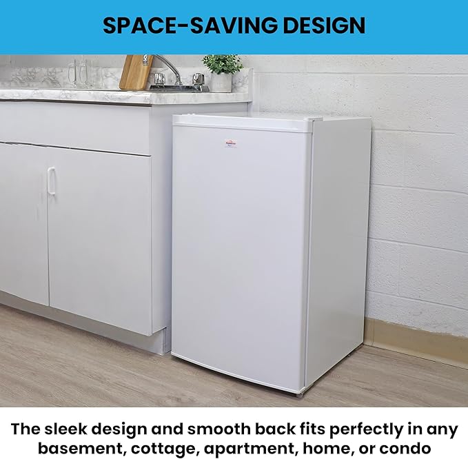 Koolatron 3.1 Cubic Feet Capacity White Upright freezer – 3 Wire Baskets, Garage Ready, Meat Storage, Manual Defrost, Space Saving, Congelador For Home, Apartment, Basement, Dorm, Room