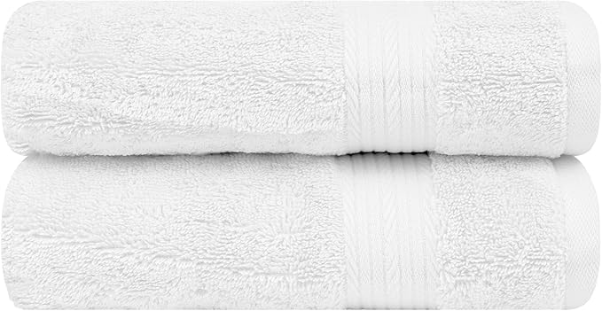 Ample Decor Hand Towels for Bathroom 18 X 28 Inch 600 GSM 100% Cotton, Soft Absorbent - Set of 2 - Christmas White