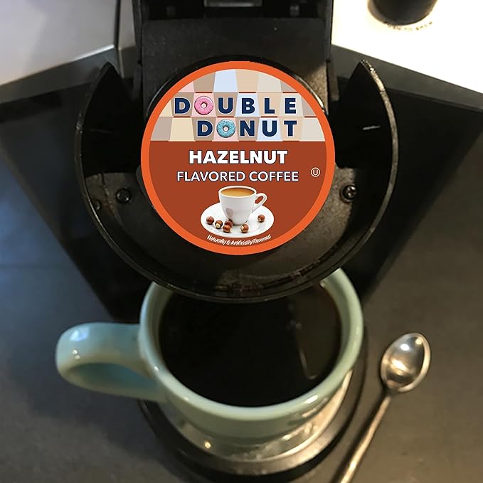 Double Donut Coffee Hazelnut Flavored Coffee Pods, Medium Roast Coffee, Compatible with Keurig K Cups Brewers, 72 Count (Pack of 1)