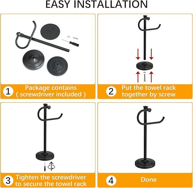 BESy 17 Inch Oil Rubbed Bronze Stand Towel Bar Hanger Hand Towel Bar Bathroom Vanity Countertop Towel Holder Free Standing Stainless Steel Towel Ring Hardware Accessories Towel Rack