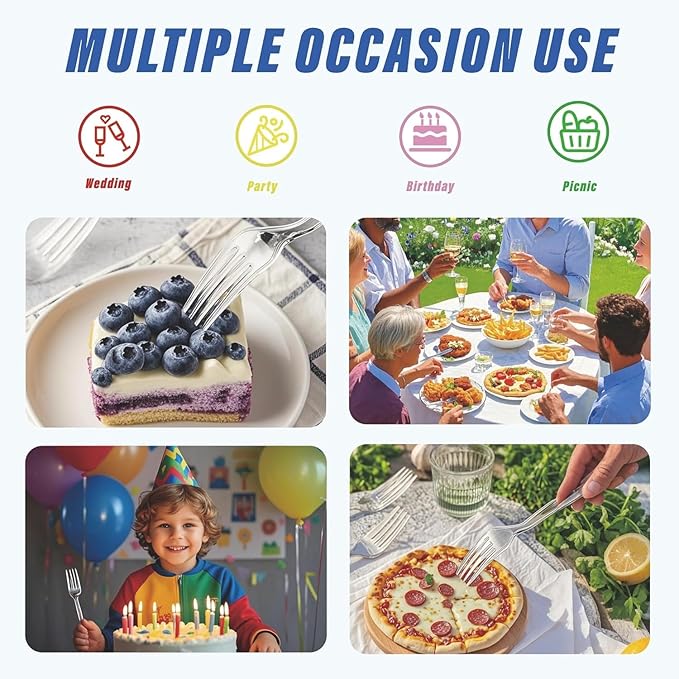 1000 Count Heavy Duty Plastic Silverware, Disposable Clear Plastic Utensils Set, 400 Forks, 400 Spoons, 200 Knives, BPA-Free, Heat Resistant; Cutlery Set for Party