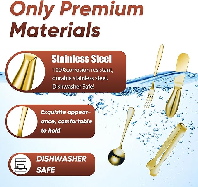 Patelai 14 Pieces Charcuterie Board Accessories Cheese Spreader Knives Set Stainless Steel Charcuterie Utensils Spreader Knives Mini Serving Tongs Spoons and Forks for Cheese and Pastry Making (Gold)