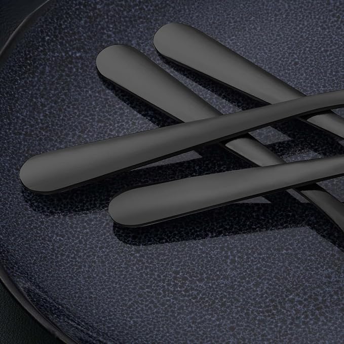 24 Pieces Dinner Forks Set (8 inch), Unokit Stainless Steel Dinner Forks Set of 24, Flatware Forks for Home, Kitchen or Restaurant - Mirror Polished, Dishwasher Safe - Black