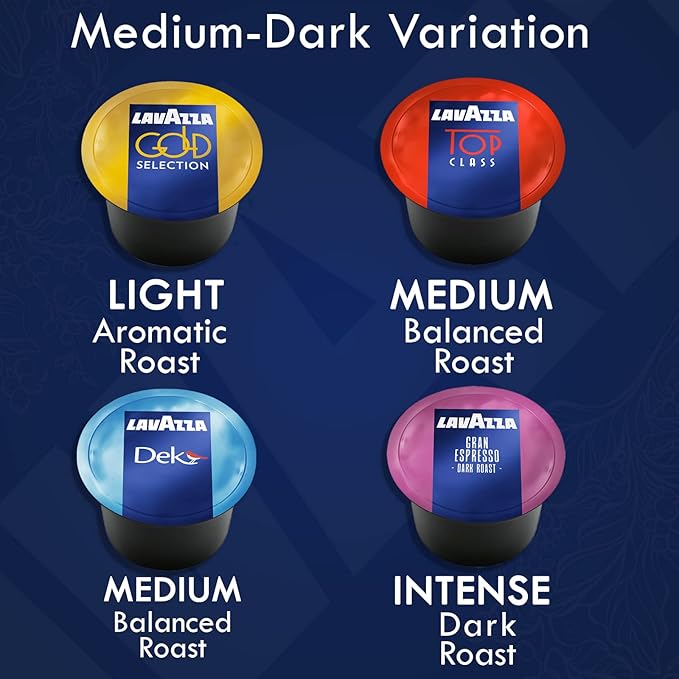 Lavazza Blue Coffee Capsules Variety Pack – 100 Count – Includes Decaf Dek, Gran Espresso, Top Class & Gold Selection – Compatible with Lavazza LB Machines Only