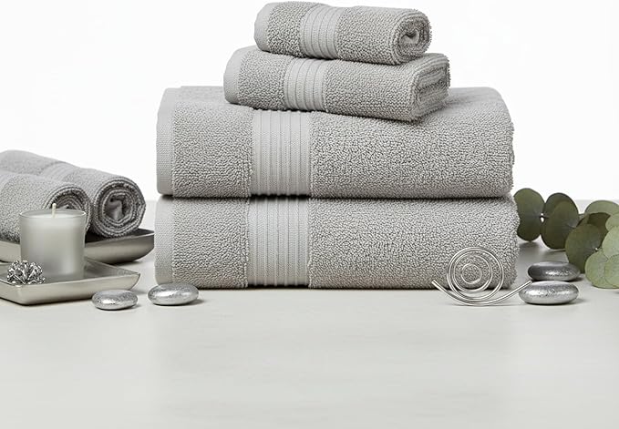 Milara Turkish Super-Plush Bath Towels Set 2-Piece | Premium Cotton Bath Towel Set Absorbent, Durable with Hanging Loops | Silver Gray Color Turkish Bath Towels, (27 x 54 Inches)