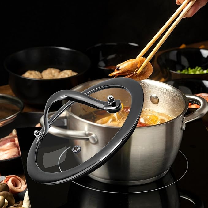 6" Tempered Glass Pan Lid with Steam Vent, Thickened to 4mm and Dishwasher Safe and Oven up to 480℉, Universal Lid Fit for Cast Iron Skillets, Frying Saute Pan, Cooking Pot