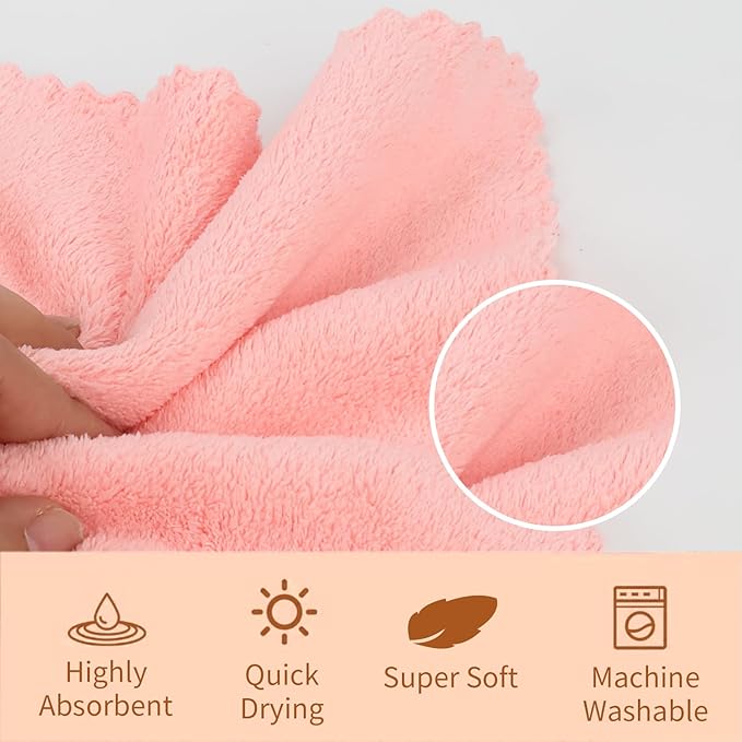 12 Pack Microfiber Coral Fleece Washcloths, Ultra Absorbent and Soft Face Towel, 12" X 11", Perfect Wash Cloths for Bathroom, Gym, Travel, Spa and Makeup