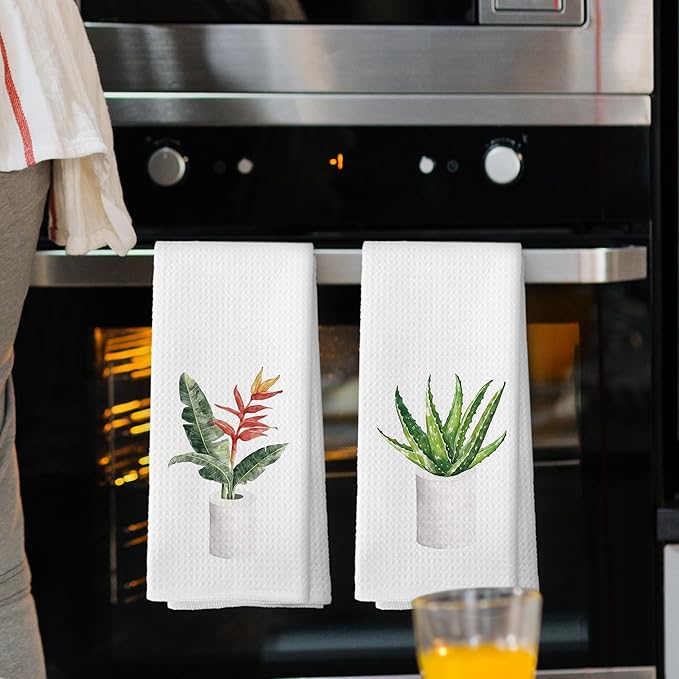 Tropical Floral Botanical Bathroom Hand Towels, Botanical Decor Hand Towel for Bathroom Decor, Plant Lover Gifts Decorative Towels for Washroom Toilet 16x24 Inch Set of 2