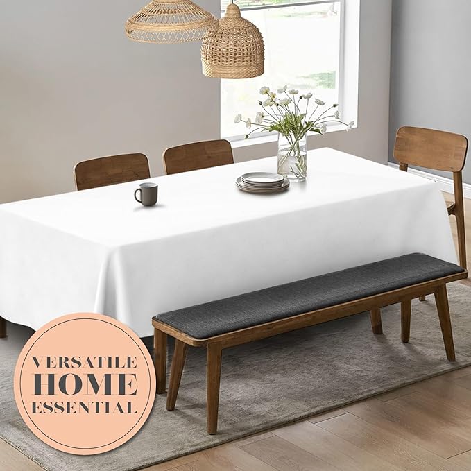 Classic White Tablecloth 90x132 - White Table Clothes for 6 Foot Rectangle Tables, 200 GSM Stain and Wrinkle Resistant Washable Fabric [2 Pack]